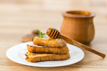 fried bread croutons with honey