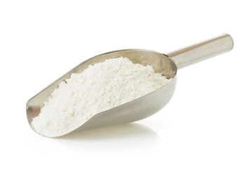 wheat flour and bread on white