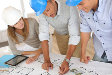 Construction people working on project