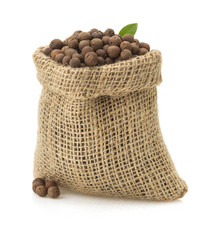 allspice in bag on white