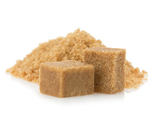 brown sugar cubes on white