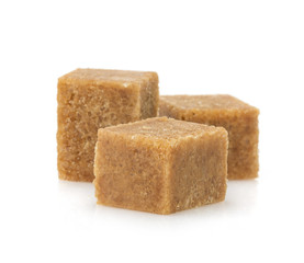 brown sugar cubes on white