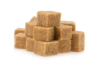 brown sugar cubes on white