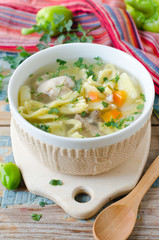 Chicken soup with homemade noodles