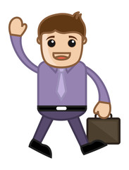 Saying Hi to Office Colleague - Business Cartoon