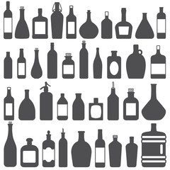 Various bottles vector silhouette icons set