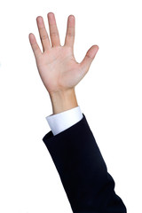man hand sign in suit  isolated