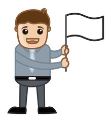 Showing a White Peace Flag - Business Cartoon