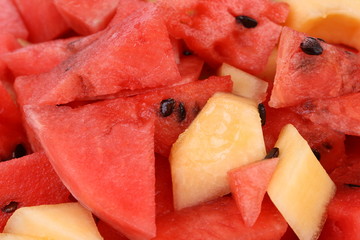 Pieces of watermelon and melon
