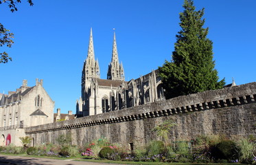 Obraz premium La Cathédrale St Corentin Quimper, Bretagne France.