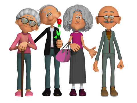 happy and motivated old people 3d