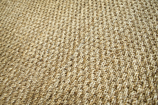 Gros plan d'un rev&ecirc;tement de sol naturel, fibres naturelles, coco, jonc de mer ou sisal