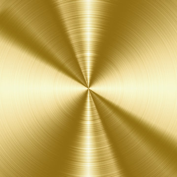 Shiny, Gold Brushed Metal Texture, Background With Copy Space