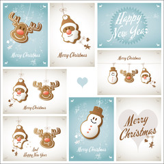 karte weihnachten schneemann rentier weihnachtsmann &ndash; vektor