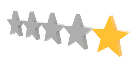 One star rating. Concept 3D illustration.