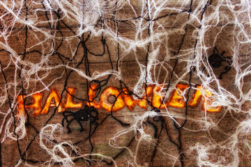 home made halloween spiders and web