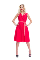 Thoughtful attractive blonde woman posing