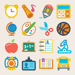 School colorful flat icons