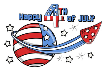 Happy 4th of July Fireworks mascot vector