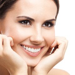 Fototapeta premium Portrait of beautiful woman, on white