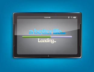Tablet computer with loading bar
