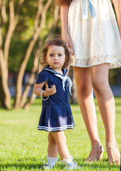 Mother and daughter in park 