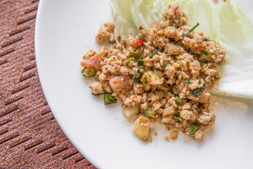 Thai Spicy minced meat salad