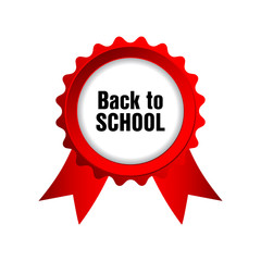 back to school badge with red ribbons