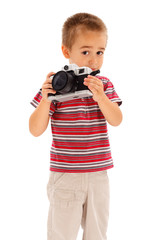 Little boy taking photos