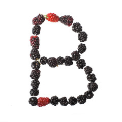 The letter B made ​​up of blackberries