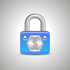 Padlock with sign of dollar. vector