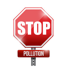 stop pollution road sign illustration design