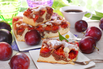 marble cake with plums and almonds