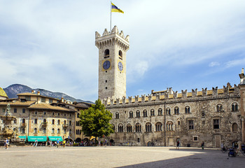 Trento-Piazza duomo castle color image - obrazy, fototapety, plakaty