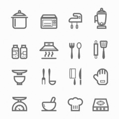 Kitchen symbol line icon set