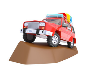 SUV adventure with rock