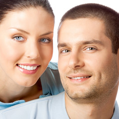 Young happy smiling couple, isolated