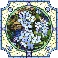 Naklejki  Vector illustration of flower blue forget-me-not.