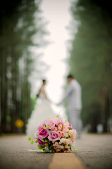 a couple wedding on the road