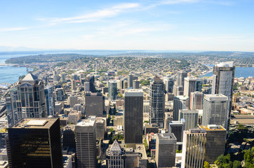 View of Seattle looking north on a sunny day