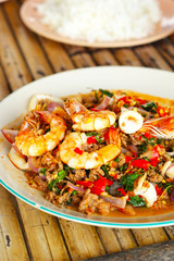 Basil Shrimp and squid.