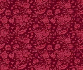 Washable wall murals Bordeaux Claret seamless pattern with a vintage flower bouquets