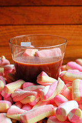 Hot chocolate and pink marshmallows