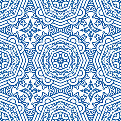 Seamless Blue Retro Pattern Background