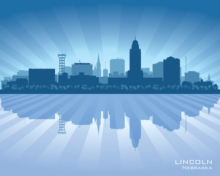 Lincoln Nebraska City Skyline Vector Silhouette