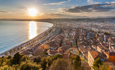 View of Nice city - Cote d'Azur -  France - obrazy, fototapety, plakaty