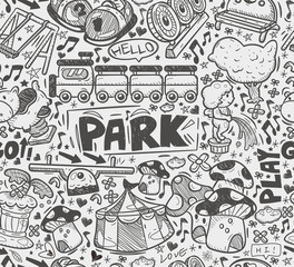 seamless doodle playground pattern