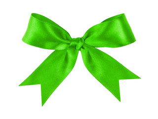 green festive tied bow made from ribbon