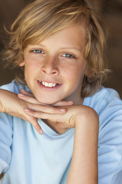 Young Happy Blond Boy Child Smiling