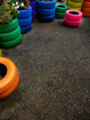 Colorful Tires for Plants
